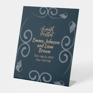Wedding Bloemen Snuit Kleur Signboard Reclamebord Met Voetstuk