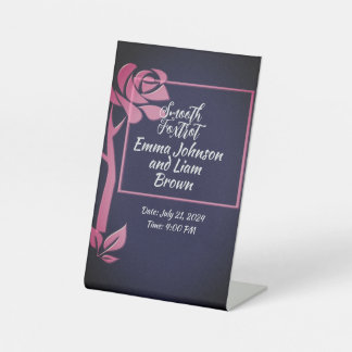 Wedding Bloemen Snuit Kleur Signboard Reclamebord Met Voetstuk