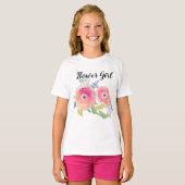 Wedding Bloemenmeisje Waterverf Rozen Bruidsfeest T-shirt (Voorkant volledig)