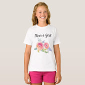 Wedding Bloemenmeisje Waterverf Rozen Bruidsfeest T-shirt (Voorkant volledig)
