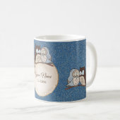 Wedding Blue Brown Owl Glitter Beautiful Koffiemok (Voorkant rechts)