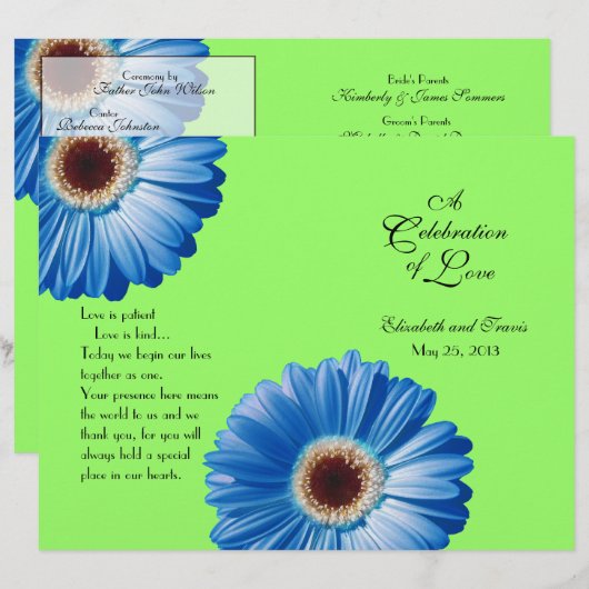 Wedding Blue Daisy/ Program (Voorkant / Achterkant)