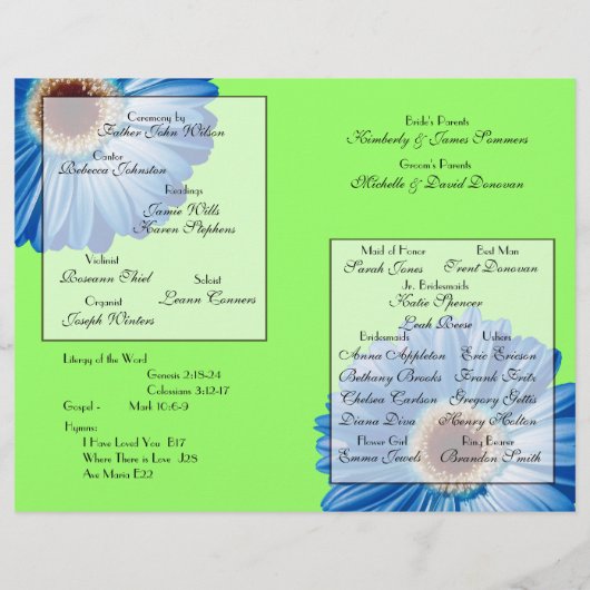 Wedding Blue Daisy/ Program (Achterkant)