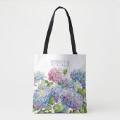 Wedding Blue Hydrangea Floral Bridesmaid Tote Bag (Voorkant)