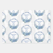 Wedding Blue Hydrangeas Personalize Names Damask 3 Inpakpapier Vel (Voorkant 3)