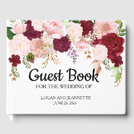 Wedding Blush Bourgogne Flower Waterverf Gastenboek