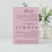 Wedding Blush Pink Details Informatiekaartje (Staand voorkant)