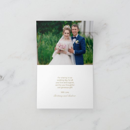 Wedding Blush Pink Gold Script 3 Fotocollage Bedankkaart (Binnen)