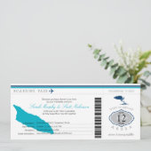Wedding Boarding Pass naar Aruba Kaart (Staand voorkant)