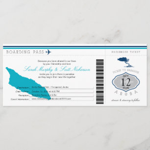 Wedding Boarding Pass naar Aruba Kaart