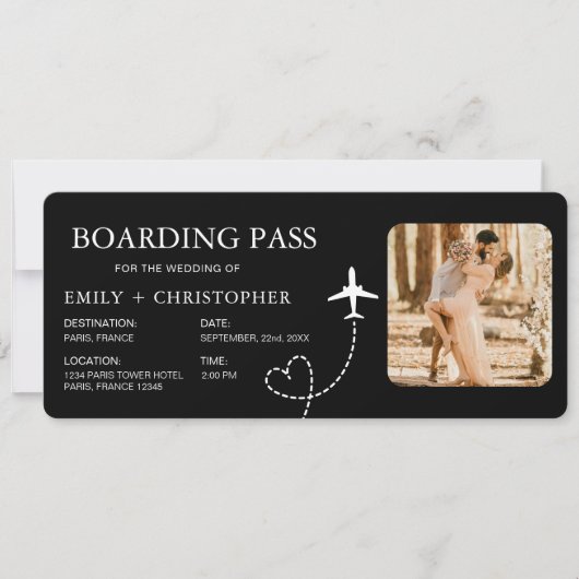 Wedding Boarding Pass QR Code Ticket (Voorkant)