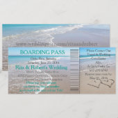 Wedding Boarding Pass Ticket-Destination Hearts Kaart (Voorkant / Achterkant)