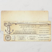 Wedding Boarding Pass- tickets met RSVP Kaart (Voorkant / Achterkant)