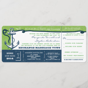 Wedding Boarding Pass- tickets met RSVP Kaart
