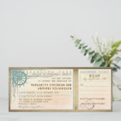 Wedding Boarding Pass- tickets met RSVP Kaart (Staand voorkant)