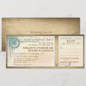 Wedding Boarding Pass- tickets met RSVP Kaart (Voorkant / Achterkant)
