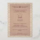 Wedding Bohemian Tribal Textile Background Folie Uitnodiging (Achterkant)