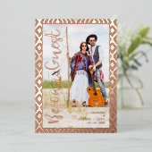 Wedding Bohemian Tribal Textile Background Folie Uitnodiging (Staand Voorkant)
