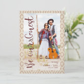 Wedding Bohemian Tribal Textile Texture Background Kaart (Staand voorkant)
