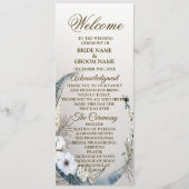 Wedding Boho White Orchid Flowers Blue Moon Party Programmakaart (Voorkant)