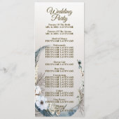 Wedding Boho White Orchid Flowers Blue Moon Party Programmakaart (Achterkant)