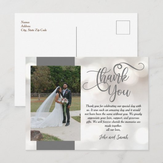 Wedding Bokeh Dank je wel, Briefkaart (Voorkant / Achterkant)