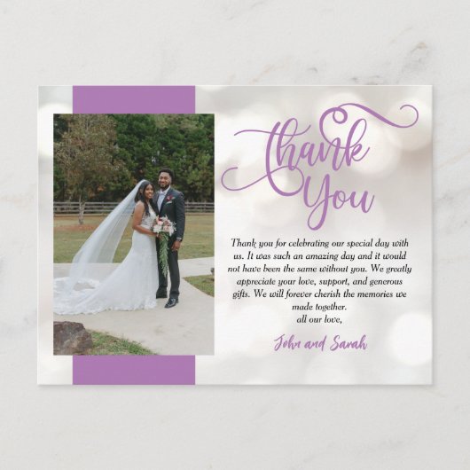 Wedding Bokeh Dank je wel, Briefkaart (Voorkant)