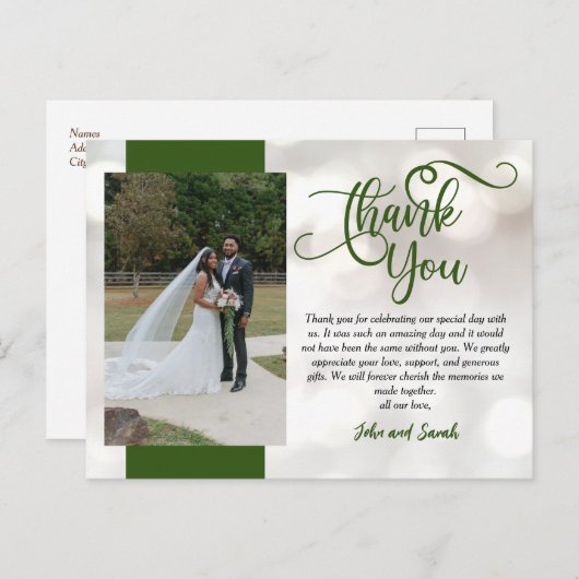 Wedding Bokeh Dank je wel, Briefkaart (Voorkant / Achterkant)