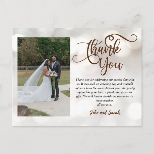 Wedding Bokeh Dank je wel Briefkaart (Voorkant)