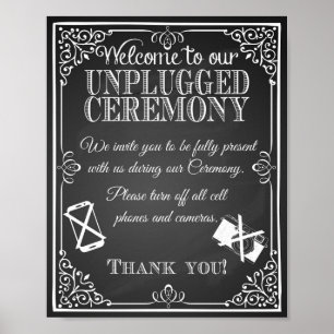Wedding-bord "ceremonie zonder stopcontact" Afdruk Poster