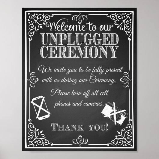 Wedding-bord "ceremonie zonder stopcontact" Afdruk Poster (Voorkant)