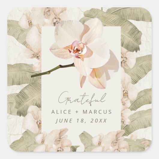 Wedding Botanical Garden Thank You Favor Vierkante Sticker (Voorkant)