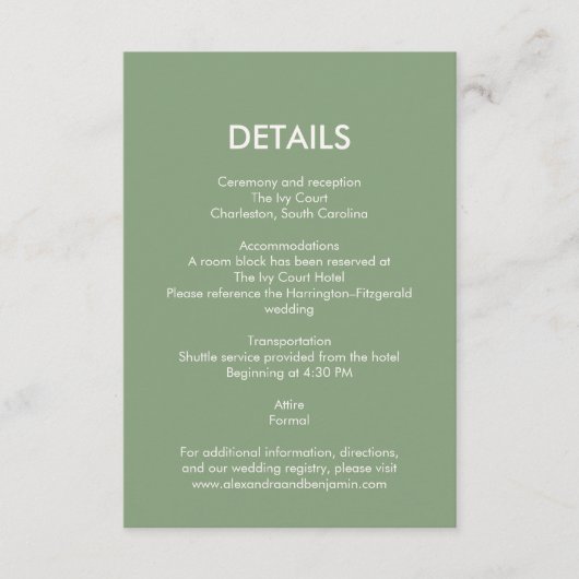 Wedding Botanical Vintage | Elegant Curated Detail Informatiekaartje (Voorkant)