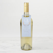 Wedding Bottle Hanger | Monogram Blauwe Bloemen BO