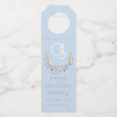 Wedding Bottle Hanger | Monogram Blauwe Bloemen BO (Voorkant)