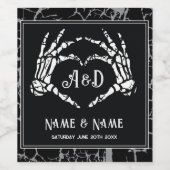 Wedding Bottle Labels Skeleton Heart Halloween Wijn Etiket (Enkel label)