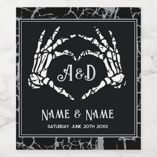 Wedding Bottle Labels Skeleton Heart Halloween Wijn Etiket (Enkel label)