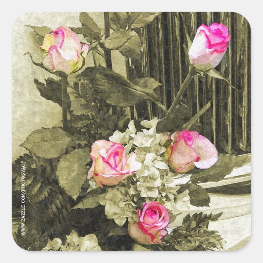 Wedding Bouquet Vierkante Sticker (Voorkant)