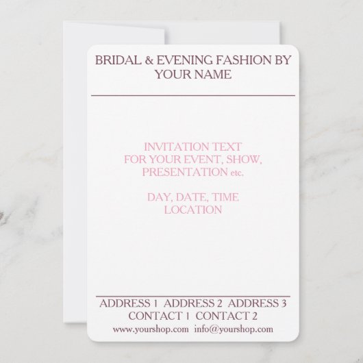 WEDDING BOUTIQUE ~ Invitation Kaart (Achterkant)