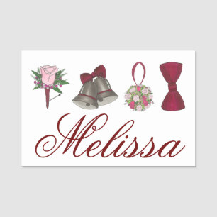 Wedding Boutonniere Bells Bouquet Bridal Planner Naamplaatje