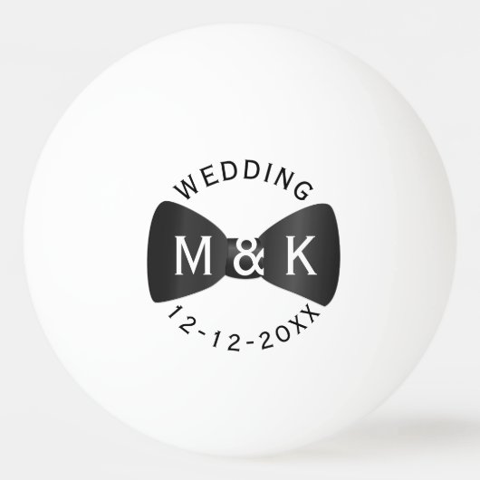 Wedding Bow Stropdas Monogrammed Ping Pong Ball (Voorkant)