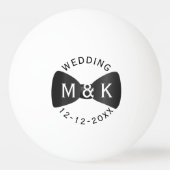 Wedding Bow Stropdas Monogrammed Ping Pong Ball (Achterkant)