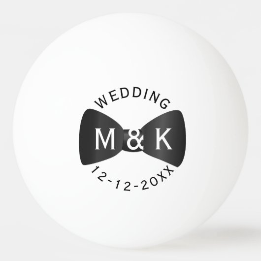 Wedding Bow Stropdas Monogrammed Ping Pong Ball (Achterkant)