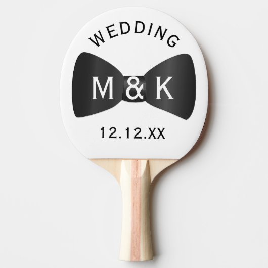 Wedding Bow Stropdas Personalized Ping Pong Paddle Tafeltennisbatje (Voorkant)