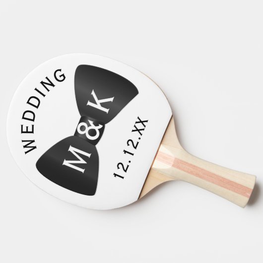 Wedding Bow Stropdas Personalized Ping Pong Paddle Tafeltennisbatje (Zijkant)