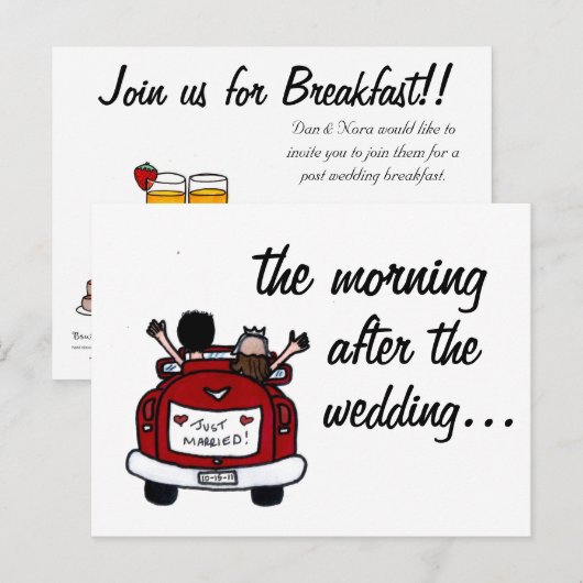 Wedding Breakfast Invite Uitnodiging Briefkaart (Voorkant / Achterkant)