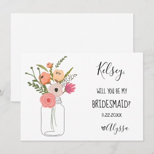 Wedding Bridal Party Bridesmaid Proposal Card Bedankkaart (Voorkant / Achterkant)