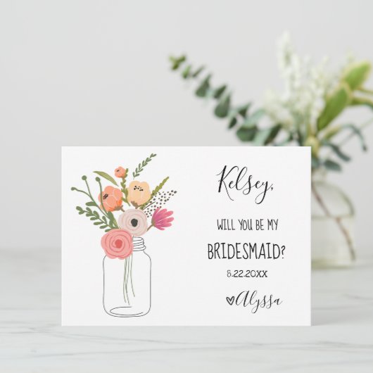 Wedding Bridal Party Bridesmaid Proposal Card Bedankkaart (Staand voorkant)