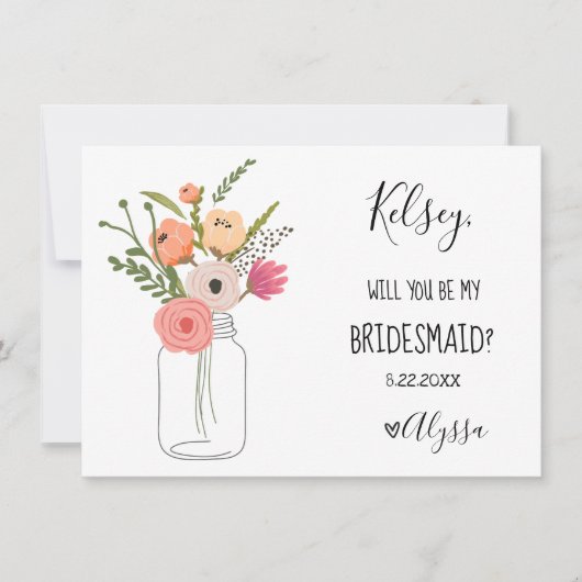 Wedding Bridal Party Bridesmaid Proposal Card Bedankkaart (Voorkant)