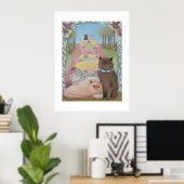 Wedding Bride and Groom Cat Art Print (Thuiskantoor)